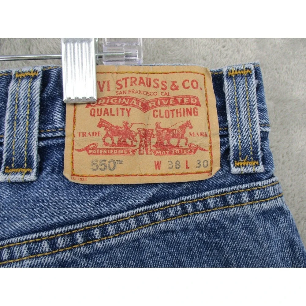 Levis 550 Jeans Mens Size 38 Dark Wash Relaxed Y2K Workwear 90s Baggy Loose Blue